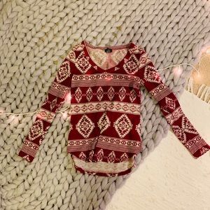 Aztec maroon long sleeved shirt